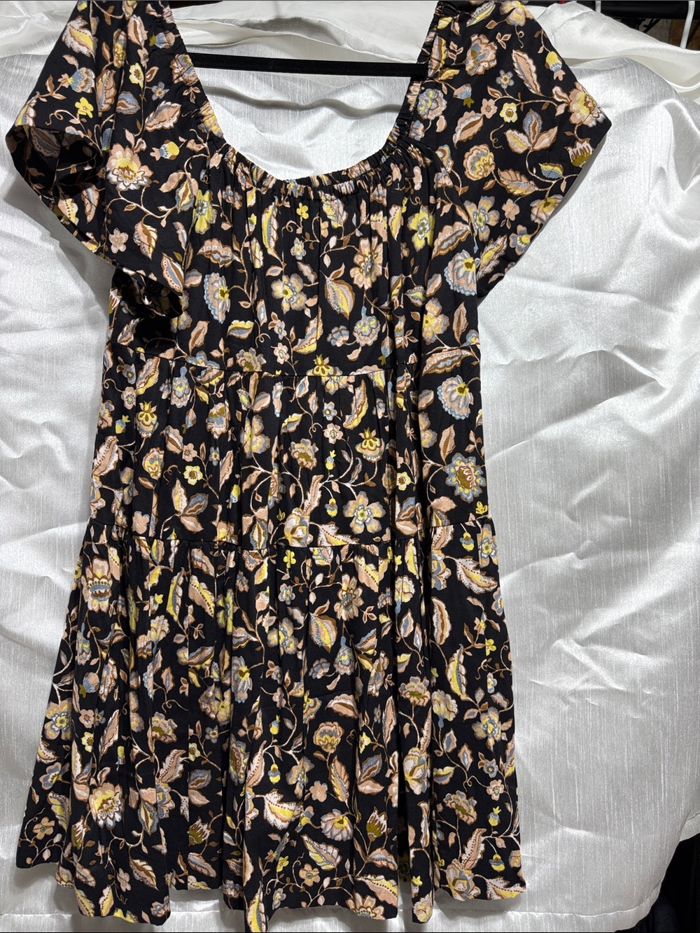 Black Floral Tiered Dress
